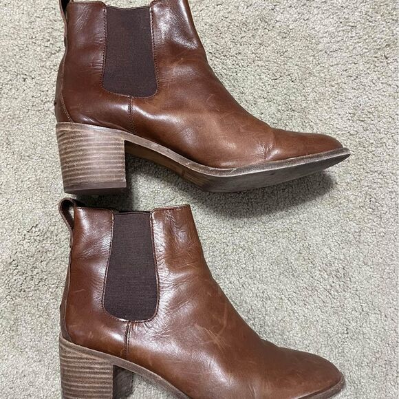 Madewell The Frankie Chelsea Brown Leather Heeled Booties size 11 - Picture 4 of 8